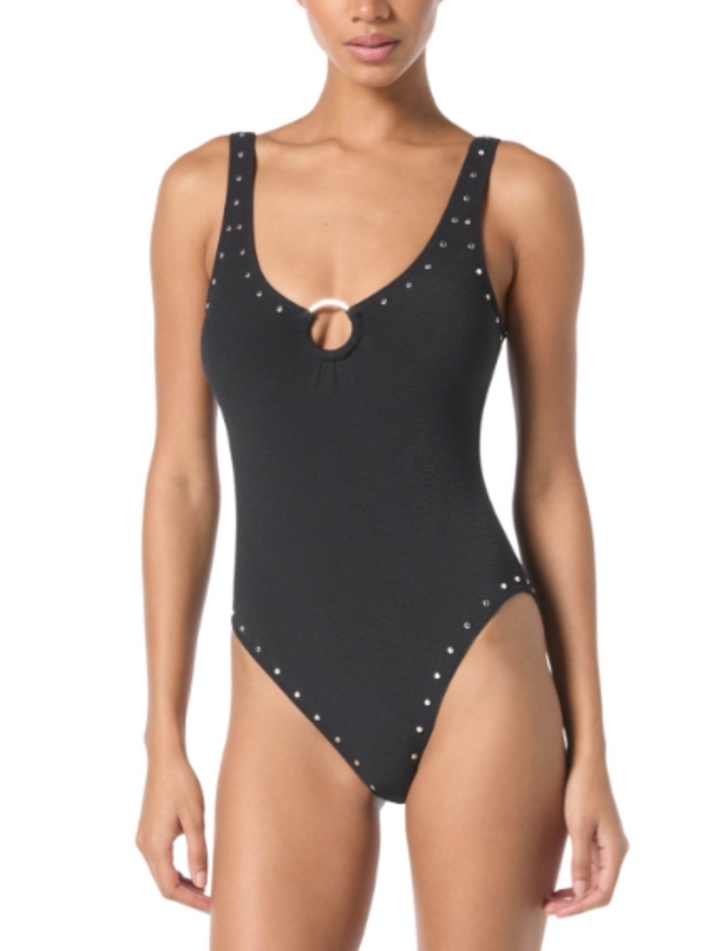Michael Michael Kors Women's Crepe Ring-Front One-Piece Swimsuit Size 4 11974